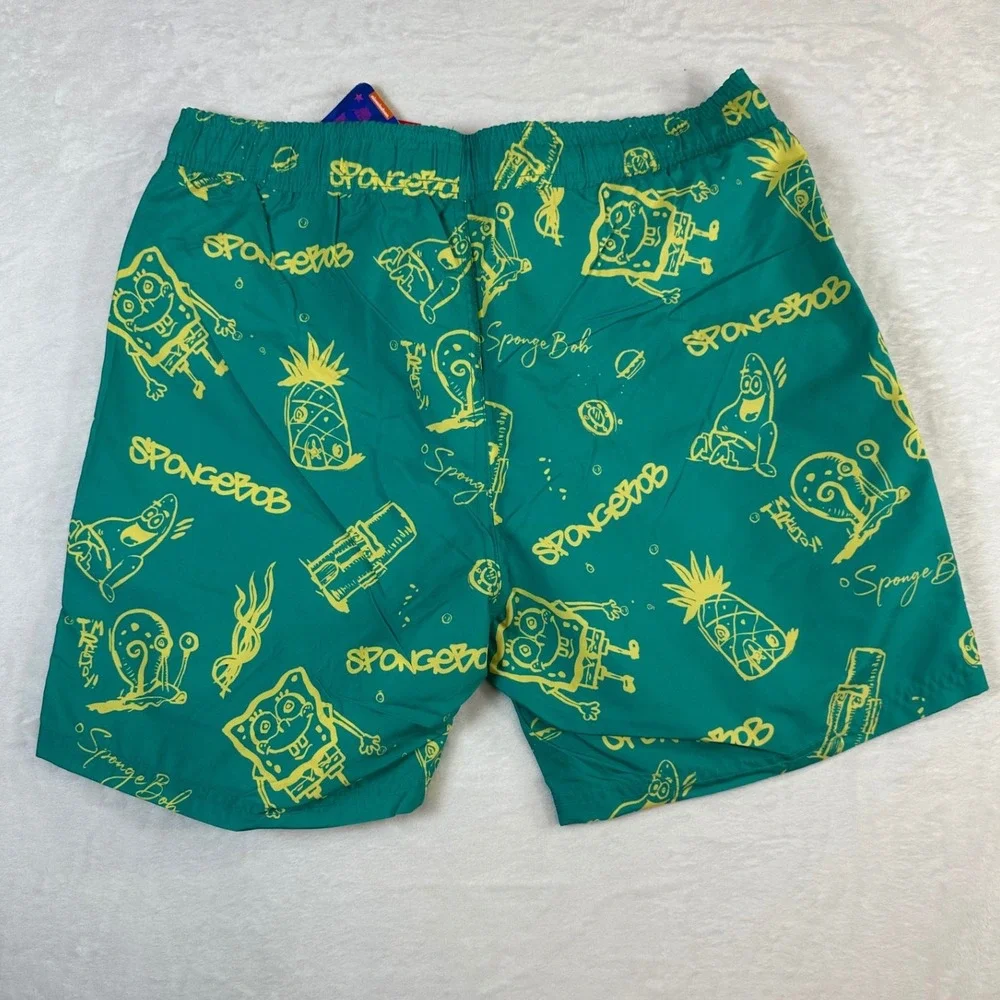 NWT Nickelodeon SpongeBob SquarePants Mens Swim Trunks UPF 50 Board Shorts L
